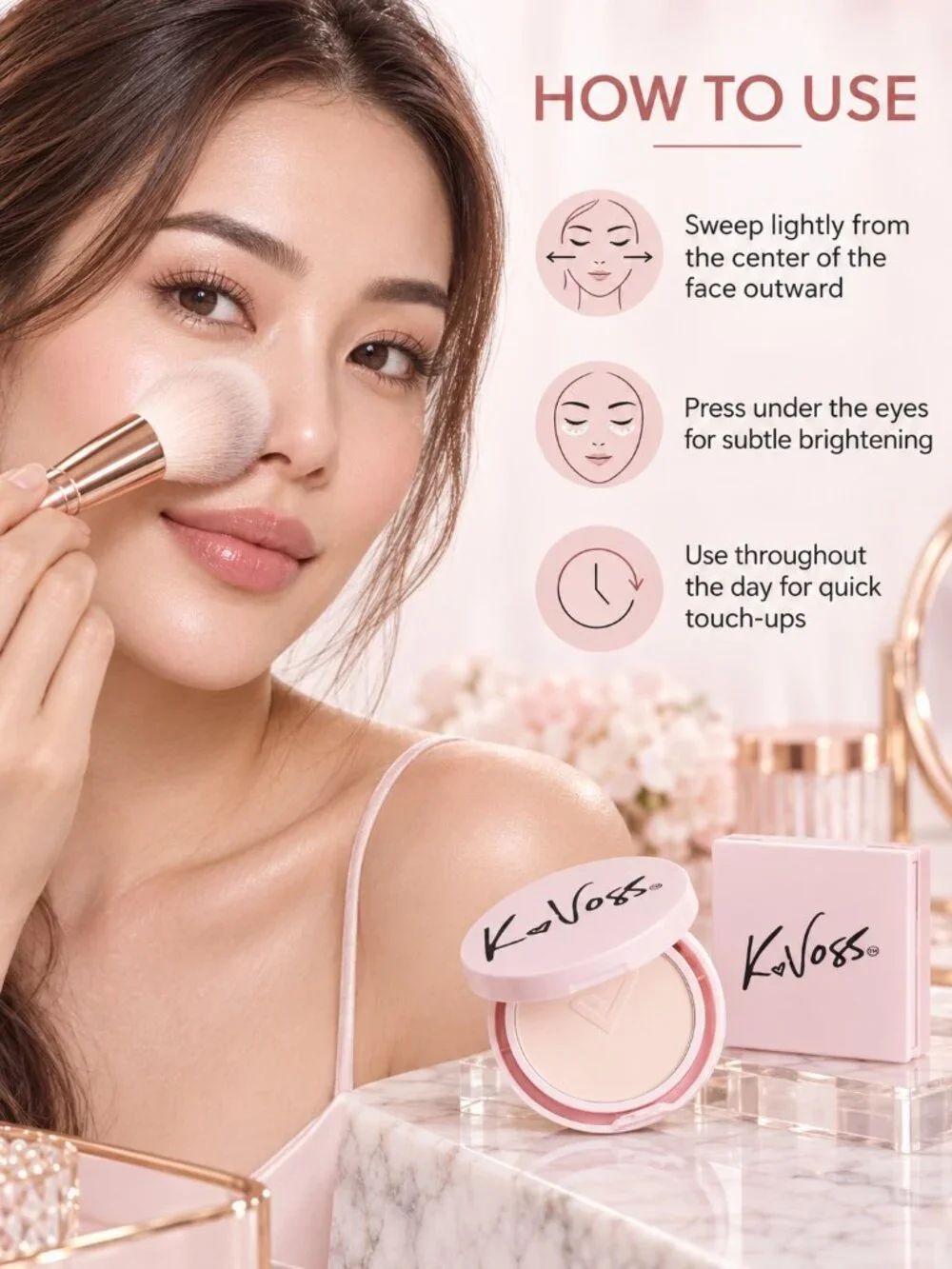 K Voss Pixie Pressed Setting Powder Nolita Soft Pink Deluxe Mini